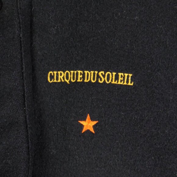 Vintage Curque Du Soleil Bomber Jacket Mens XXL 2XL Black Leather Wool Oversized - Picture 3 of 11